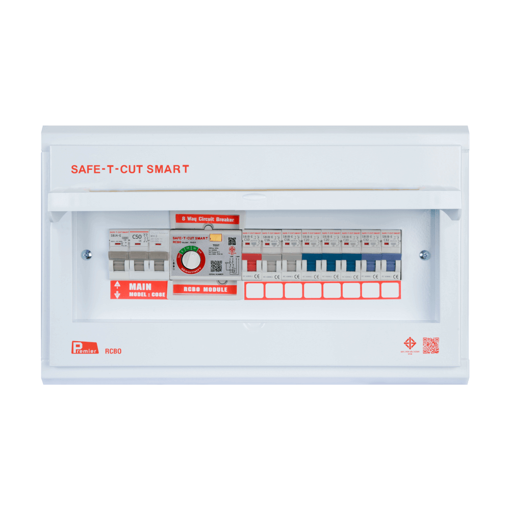 ชุดตู้คอนซูเมอร์ 8 ช่อง เบรคเกอร์กันดูด 50 แอมป์ เซฟ-ที-คัท สมาร์ท รุ่น PREMIER RCBO_0